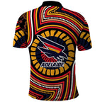 Adelaide Crows Polo Shirt Indigenous Monochrome Dot Art Mascot Style
