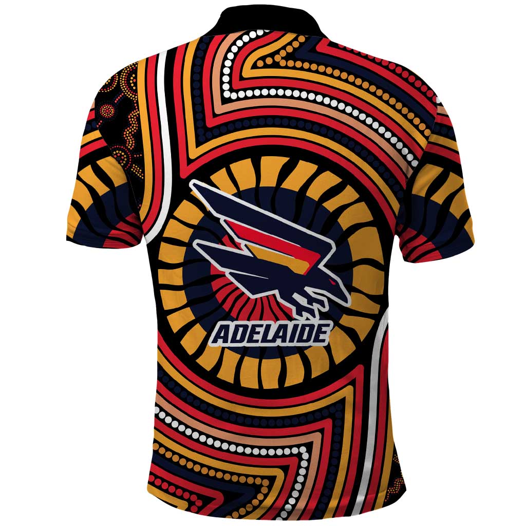 Adelaide Crows Polo Shirt Indigenous Monochrome Dot Art Mascot Style
