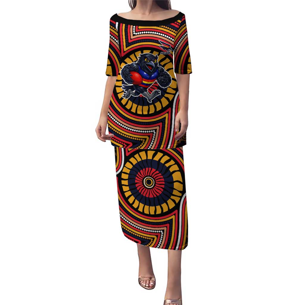 Adelaide Crows Puletasi Indigenous Monochrome Dot Art Mascot Style