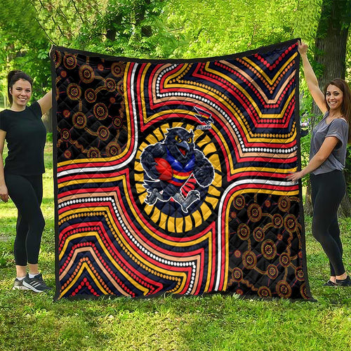 Adelaide Crows Quilt Indigenous Monochrome Dot Art Mascot Style
