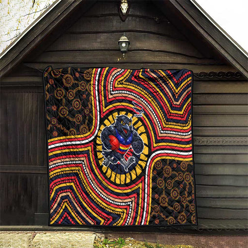 Adelaide Crows Quilt Indigenous Monochrome Dot Art Mascot Style