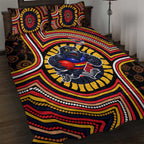Adelaide Crows Quilt Bed Set Indigenous Monochrome Dot Art Mascot Style