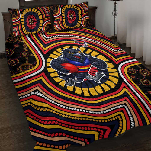 Adelaide Crows Quilt Bed Set Indigenous Monochrome Dot Art Mascot Style