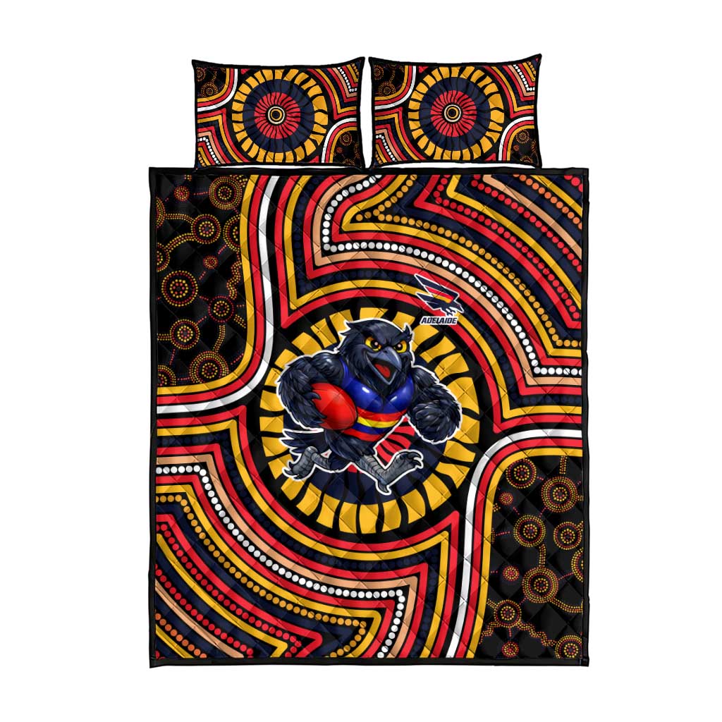 Adelaide Crows Quilt Bed Set Indigenous Monochrome Dot Art Mascot Style