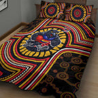 Adelaide Crows Quilt Bed Set Indigenous Monochrome Dot Art Mascot Style