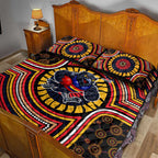 Adelaide Crows Quilt Bed Set Indigenous Monochrome Dot Art Mascot Style