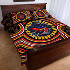 Adelaide Crows Quilt Bed Set Indigenous Monochrome Dot Art Mascot Style