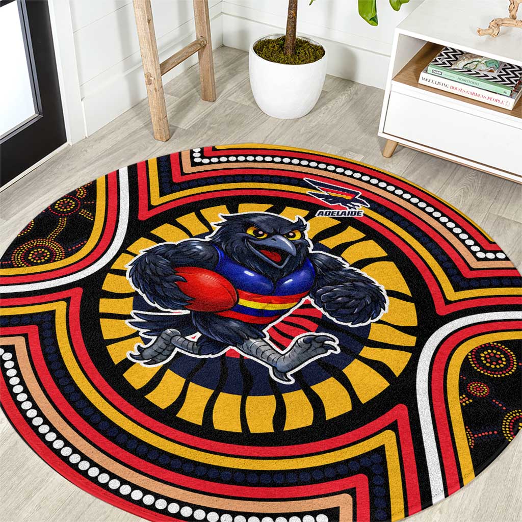 Adelaide Crows Round Carpet Indigenous Monochrome Dot Art Mascot Style