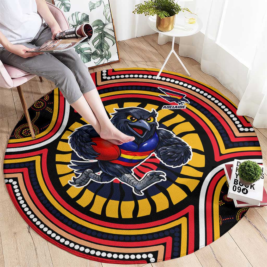 Adelaide Crows Round Carpet Indigenous Monochrome Dot Art Mascot Style