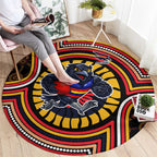 Adelaide Crows Round Carpet Indigenous Monochrome Dot Art Mascot Style
