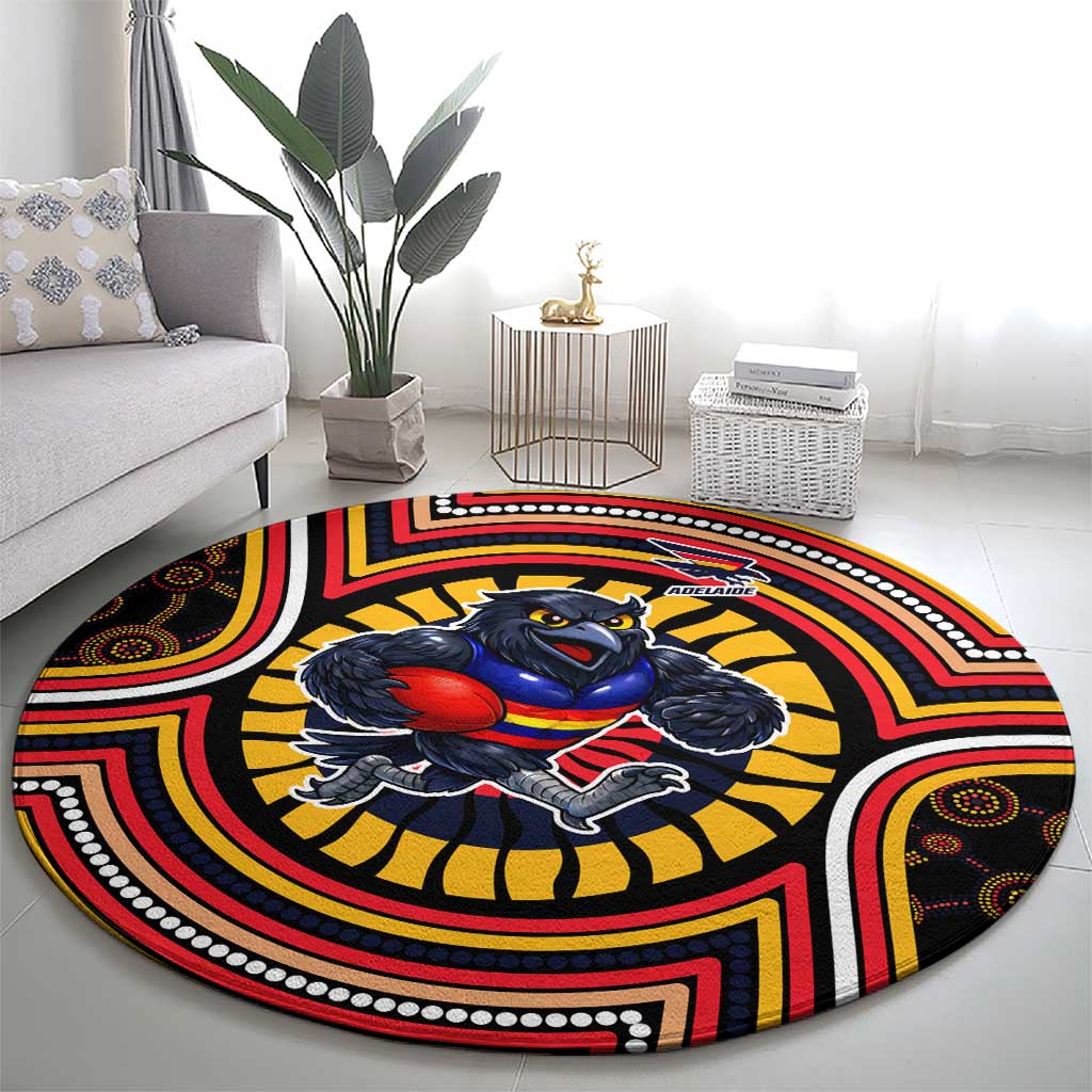 Adelaide Crows Round Carpet Indigenous Monochrome Dot Art Mascot Style