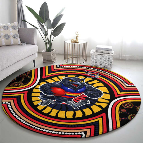 Adelaide Crows Round Carpet Indigenous Monochrome Dot Art Mascot Style