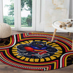 Adelaide Crows Round Carpet Indigenous Monochrome Dot Art Mascot Style