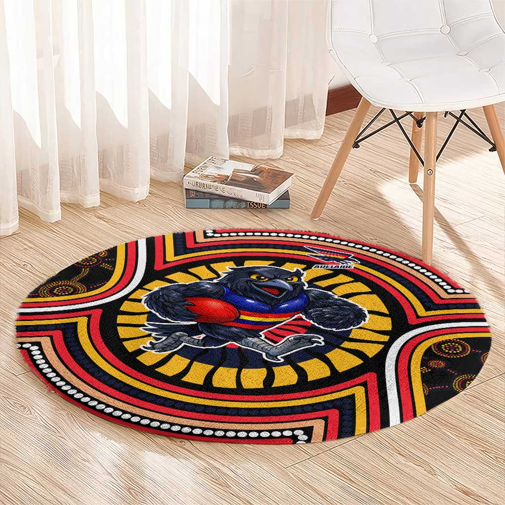 Adelaide Crows Round Carpet Indigenous Monochrome Dot Art Mascot Style