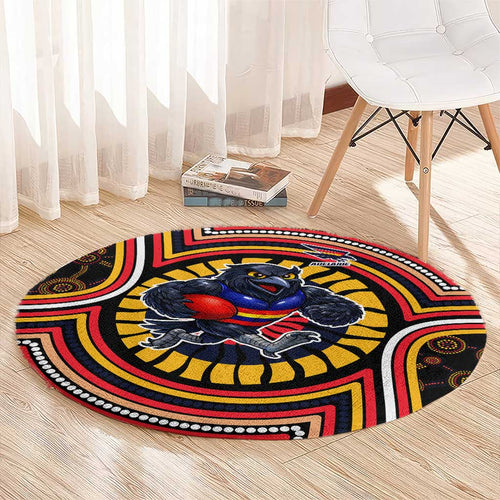 Adelaide Crows Round Carpet Indigenous Monochrome Dot Art Mascot Style