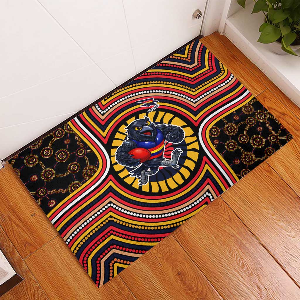 Adelaide Crows Rubber Doormat Indigenous Monochrome Dot Art Mascot Style