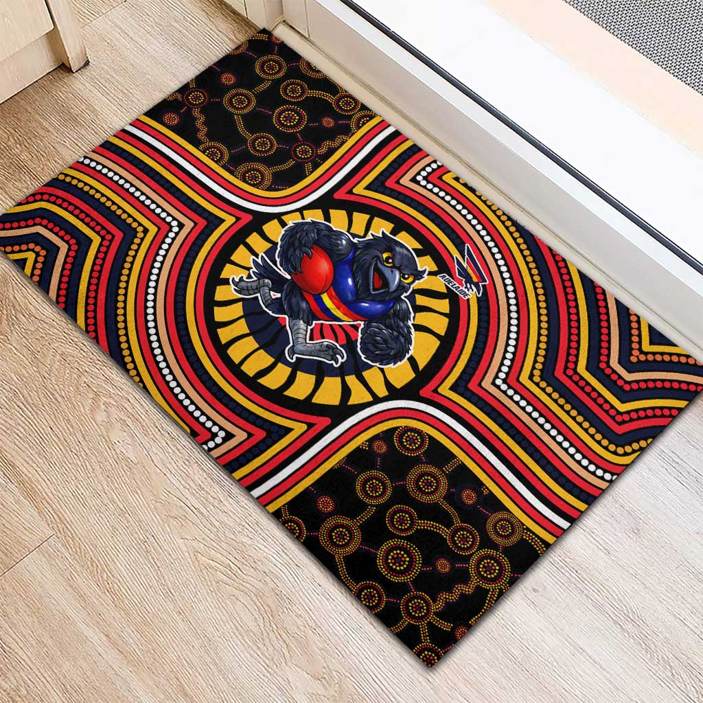 Adelaide Crows Rubber Doormat Indigenous Monochrome Dot Art Mascot Style
