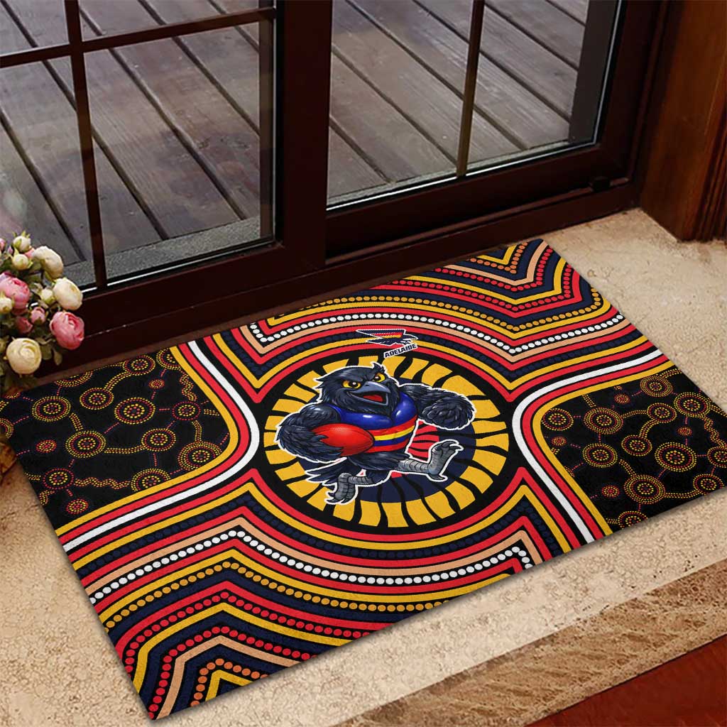 Adelaide Crows Rubber Doormat Indigenous Monochrome Dot Art Mascot Style