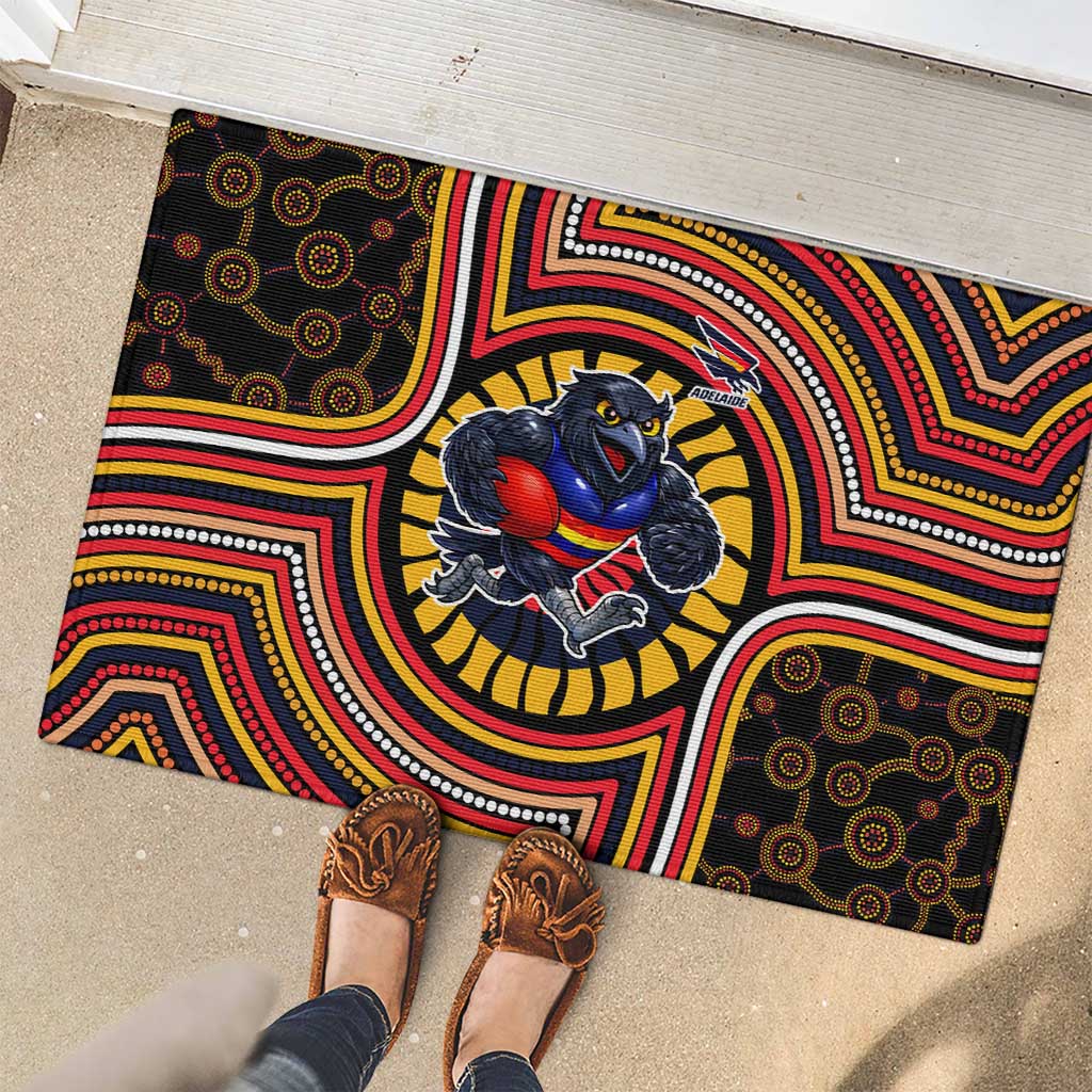 Adelaide Crows Rubber Doormat Indigenous Monochrome Dot Art Mascot Style