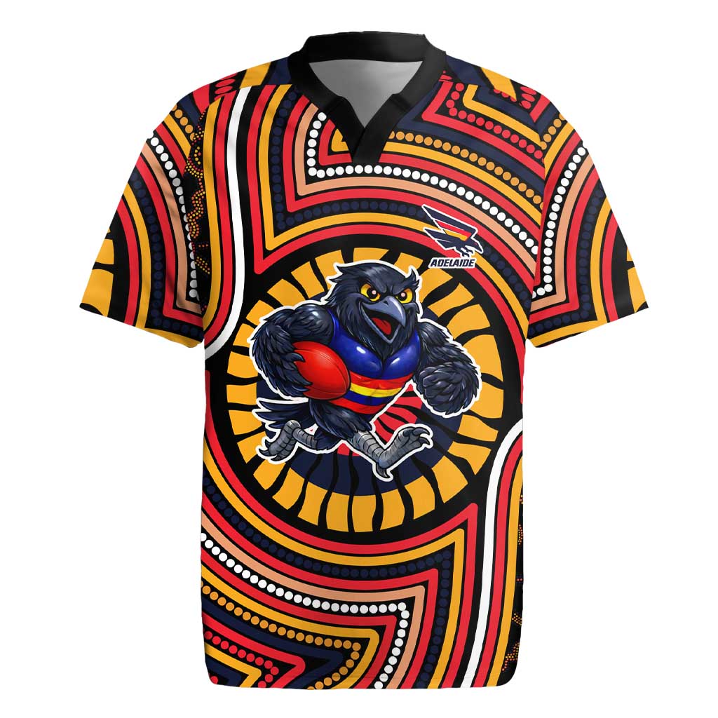 Adelaide Crows Rugby Jersey Indigenous Monochrome Dot Art Mascot Style