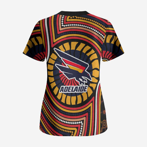 Adelaide Crows Scrub Top Indigenous Monochrome Dot Art Mascot Style