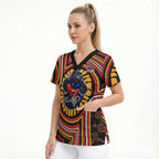 Adelaide Crows Scrub Top Indigenous Monochrome Dot Art Mascot Style