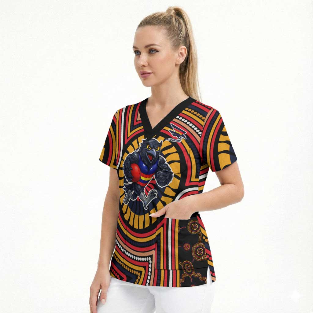 Adelaide Crows Scrub Top Indigenous Monochrome Dot Art Mascot Style