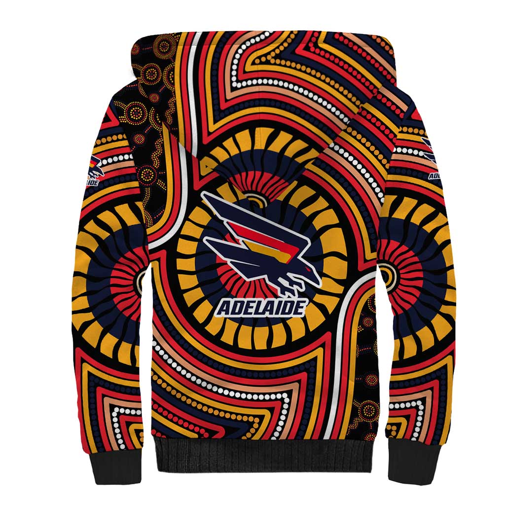 Adelaide Crows Sherpa Hoodie Indigenous Monochrome Dot Art Mascot Style