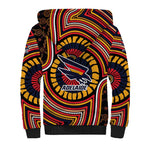 Adelaide Crows Sherpa Hoodie Indigenous Monochrome Dot Art Mascot Style