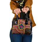 Adelaide Crows Shoulder Handbag Indigenous Monochrome Dot Art Mascot Style