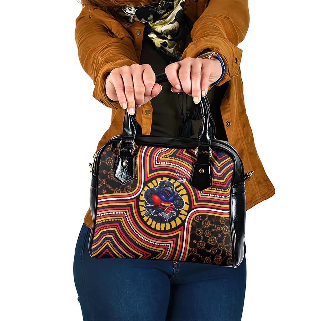 Adelaide Crows Shoulder Handbag Indigenous Monochrome Dot Art Mascot Style