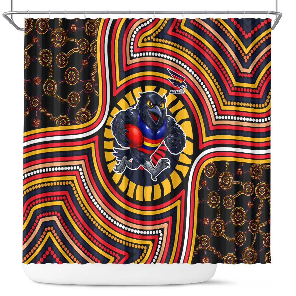 Adelaide Crows Shower Curtain Indigenous Monochrome Dot Art Mascot Style