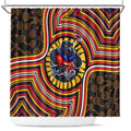 Adelaide Crows Shower Curtain Indigenous Monochrome Dot Art Mascot Style