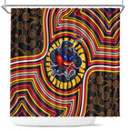 Adelaide Crows Shower Curtain Indigenous Monochrome Dot Art Mascot Style
