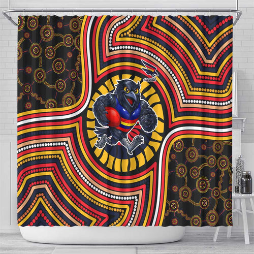 Adelaide Crows Shower Curtain Indigenous Monochrome Dot Art Mascot Style