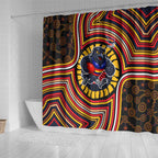 Adelaide Crows Shower Curtain Indigenous Monochrome Dot Art Mascot Style