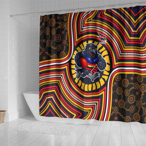 Adelaide Crows Shower Curtain Indigenous Monochrome Dot Art Mascot Style