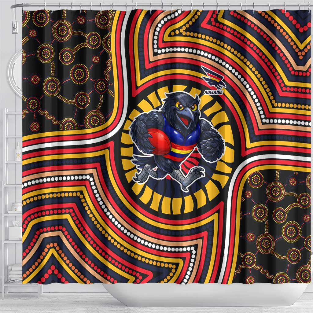 Adelaide Crows Shower Curtain Indigenous Monochrome Dot Art Mascot Style