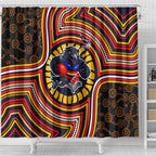 Adelaide Crows Shower Curtain Indigenous Monochrome Dot Art Mascot Style