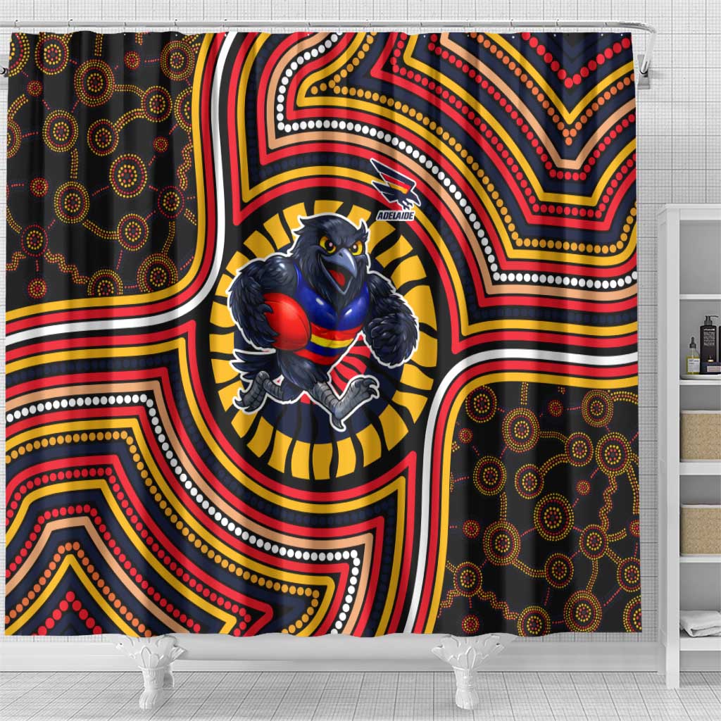 Adelaide Crows Shower Curtain Indigenous Monochrome Dot Art Mascot Style