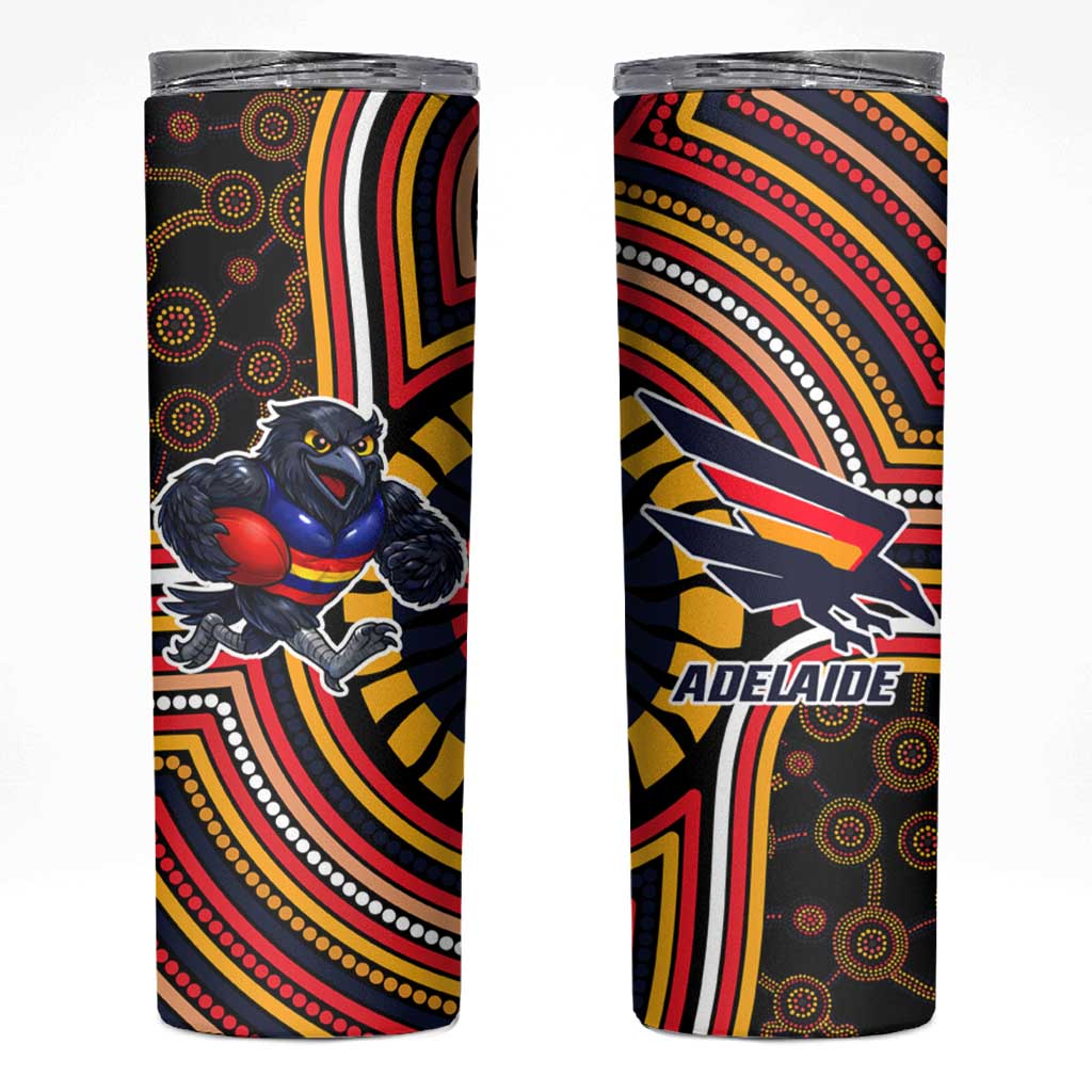 Adelaide Crows Skinny Tumbler Indigenous Monochrome Dot Art Mascot Style