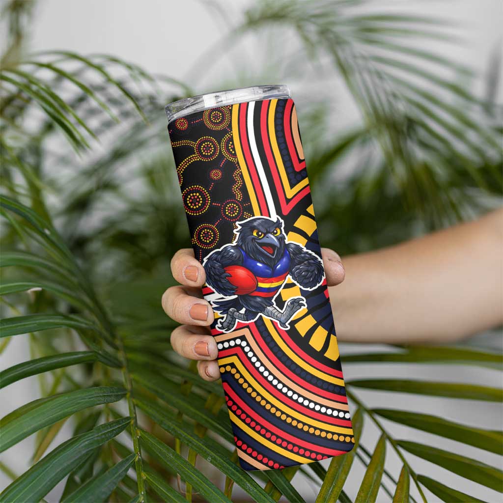 Adelaide Crows Skinny Tumbler Indigenous Monochrome Dot Art Mascot Style