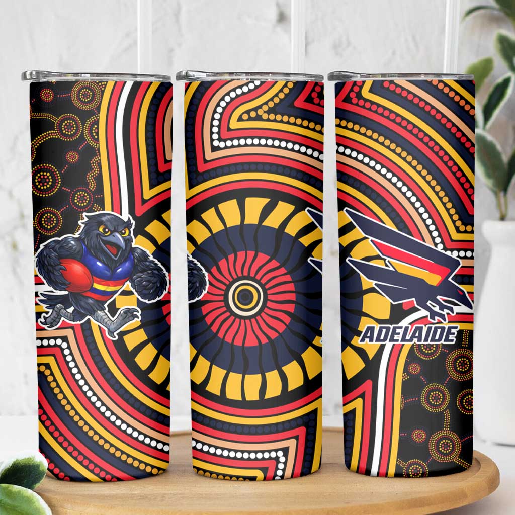 Adelaide Crows Skinny Tumbler Indigenous Monochrome Dot Art Mascot Style