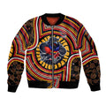 Adelaide Crows Sleeve Zip Bomber Jacket Indigenous Monochrome Dot Art Mascot Style