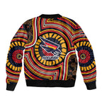Adelaide Crows Sleeve Zip Bomber Jacket Indigenous Monochrome Dot Art Mascot Style