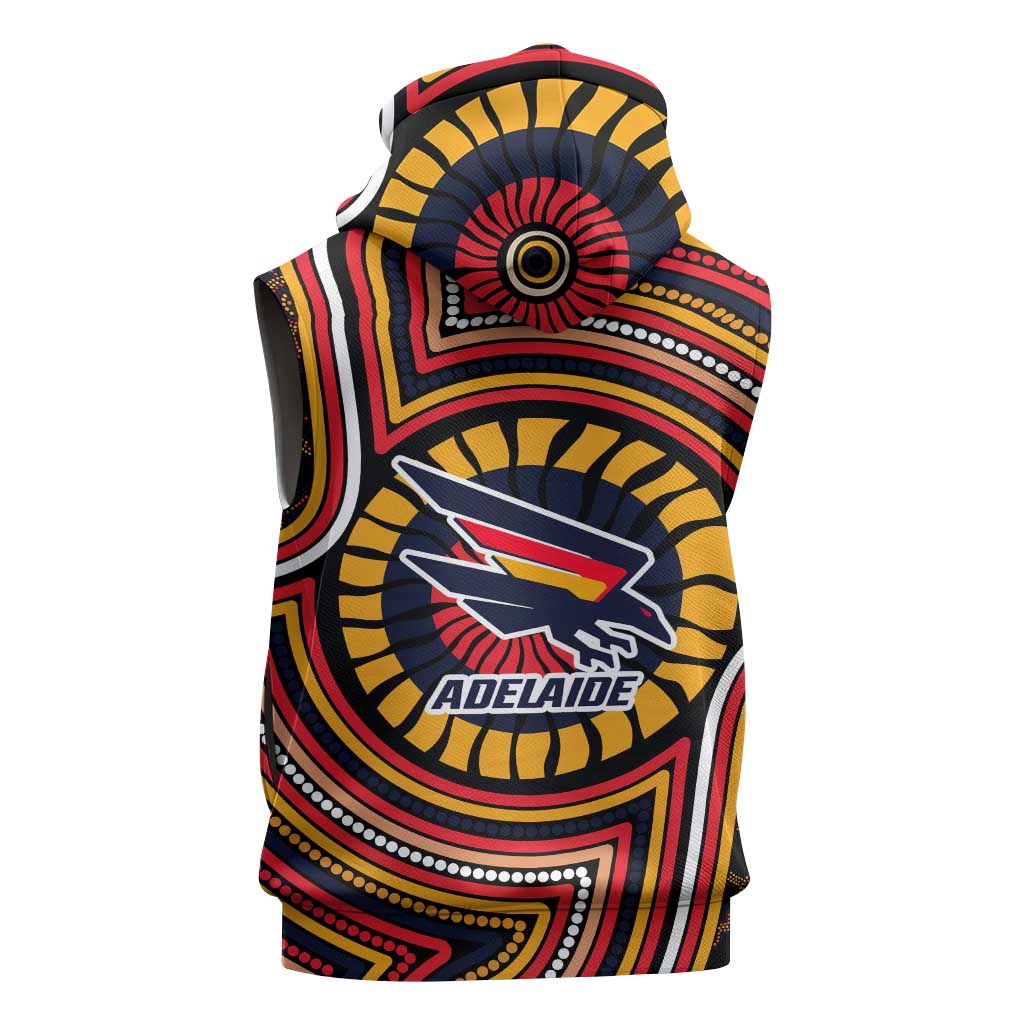 Adelaide Crows Sleeveless Hoodie Indigenous Monochrome Dot Art Mascot Style