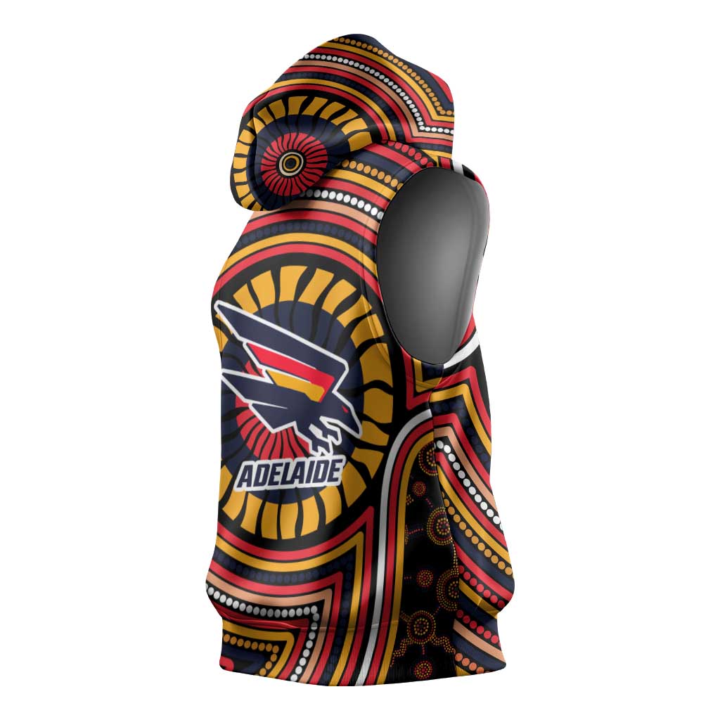 Adelaide Crows Sleeveless Hoodie Indigenous Monochrome Dot Art Mascot Style