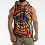 Adelaide Crows Sleeveless Hoodie Indigenous Monochrome Dot Art Mascot Style