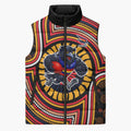 Adelaide Crows Sleeveless Puffer Jacket Indigenous Monochrome Dot Art Mascot Style