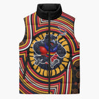 Adelaide Crows Sleeveless Puffer Jacket Indigenous Monochrome Dot Art Mascot Style